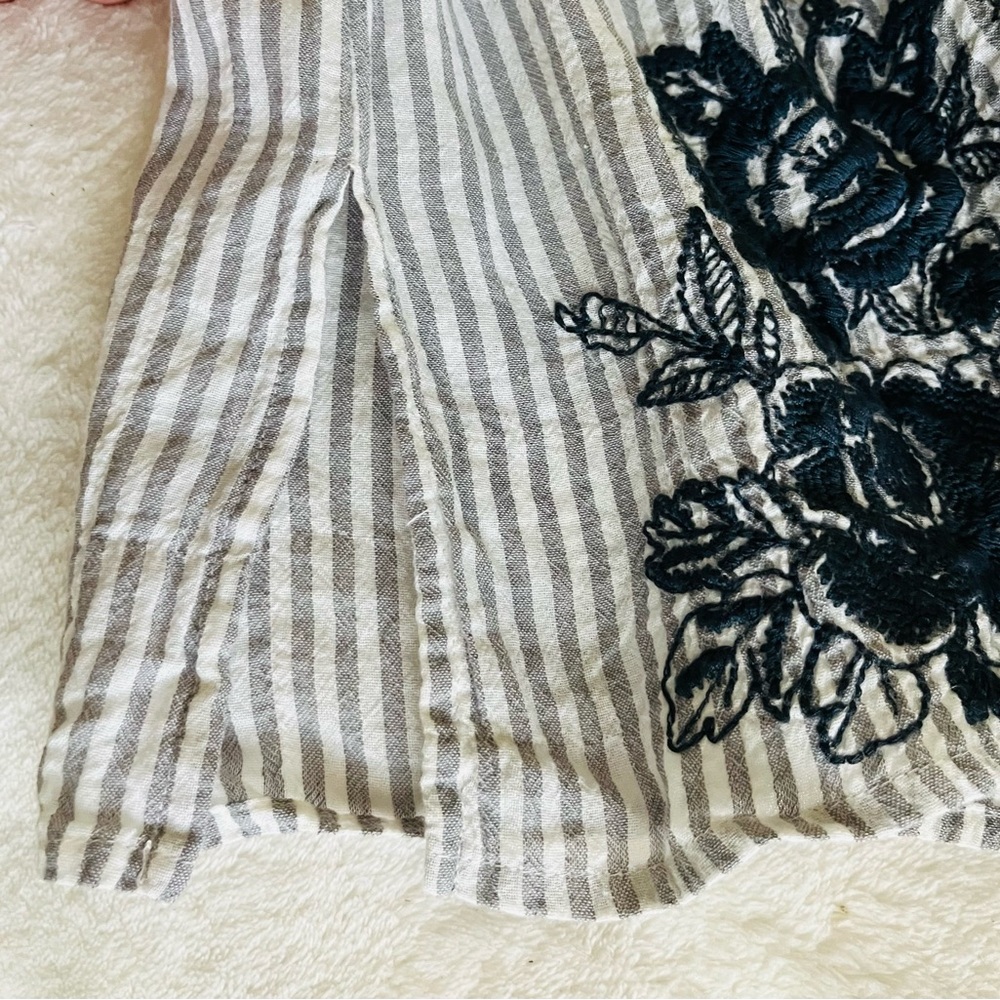 Johnny Was Striped Tunic with Navy & Rust Embroidery - Picture 5 of 10